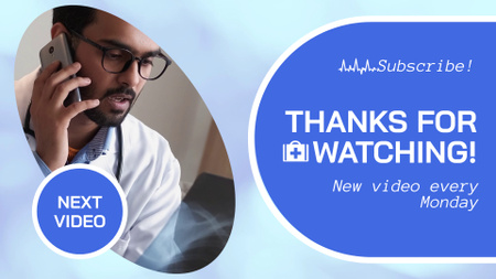 Template di design Vlog sanitario con medico e raggi X YouTube outro