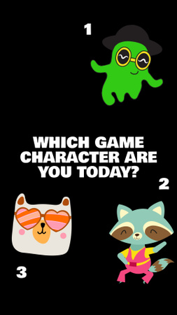 Plantilla de diseño de Cuestionario colorido sobre los personajes del juego Instagram Video Story 