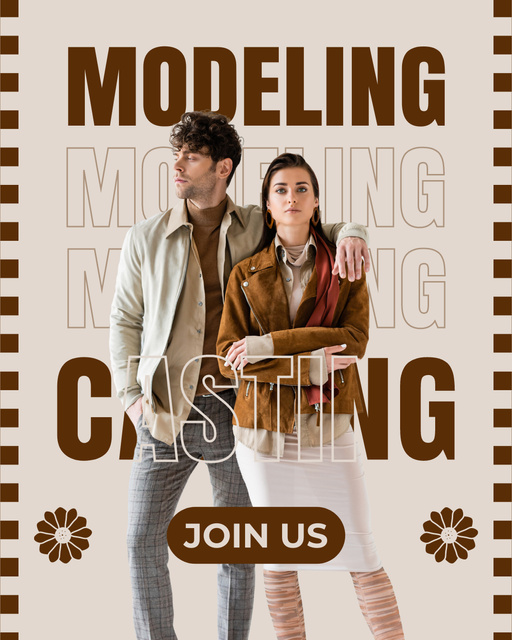 Designvorlage Young Couple at Model Casting für Instagram Post Vertical