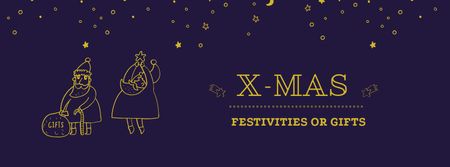 Christmas Festivities and Gifts with cute Santa Facebook coverデザインテンプレート