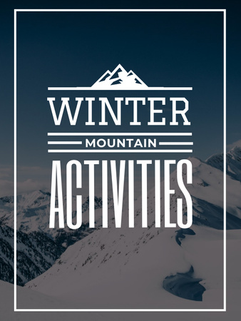 Winter Activities Inspiration with People in Snowy Mountains Poster US Design Template