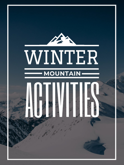 Winter Activities Inspiration with People in Snowy Mountains Poster US Tasarım Şablonu