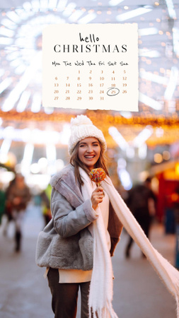 Modèle de visuel Smiling Girl on Christmas Fair - Instagram Story