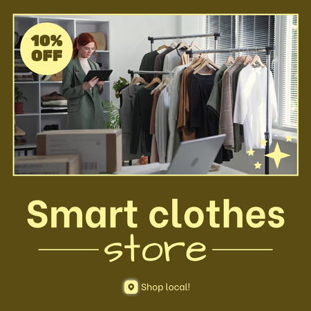 Smart Clothes Store With Discount Offer Animated Post Tasarım Şablonu