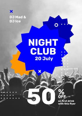 Night Club Promotion with Silhouettes of People Flyer A4 Design Template
