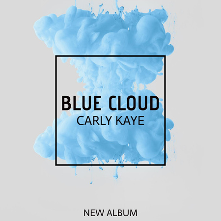 Music Album Announcement with Blue Smoke Album Cover Design Template