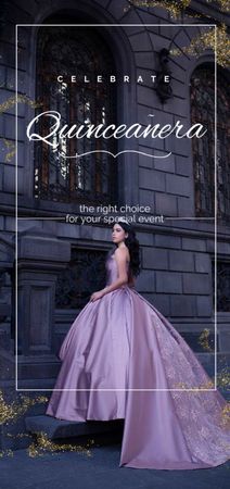 Announcement of Quinceañera with Girl in Purple Dress Flyer DIN Large Πρότυπο σχεδίασης