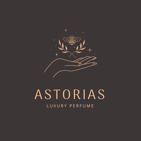 Luxury Perfume Emblem with Hand Logo 1080x1080px Tasarım Şablonu