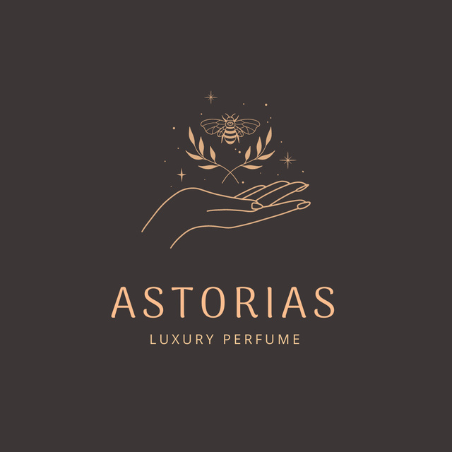 Luxury Perfume Emblem with Hand Logo 1080x1080px Πρότυπο σχεδίασης