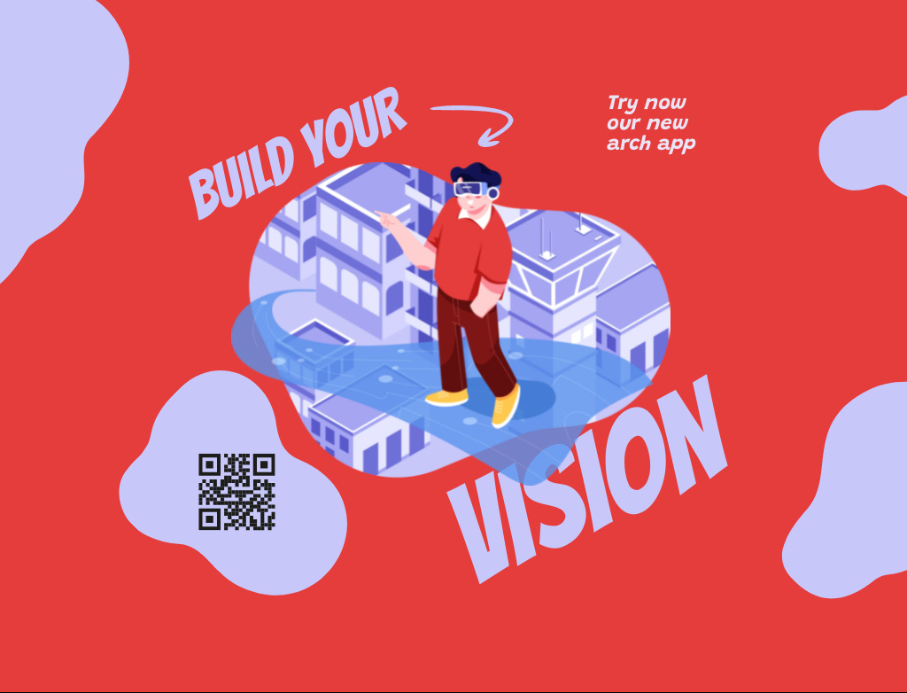 Ontwerpsjabloon van Postcard 4.2x5.5in van Man in Virtual Reality Glasses in Red