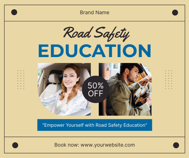 Platilla de diseño Road Safety Education Offer With Discounts And Booking Facebook