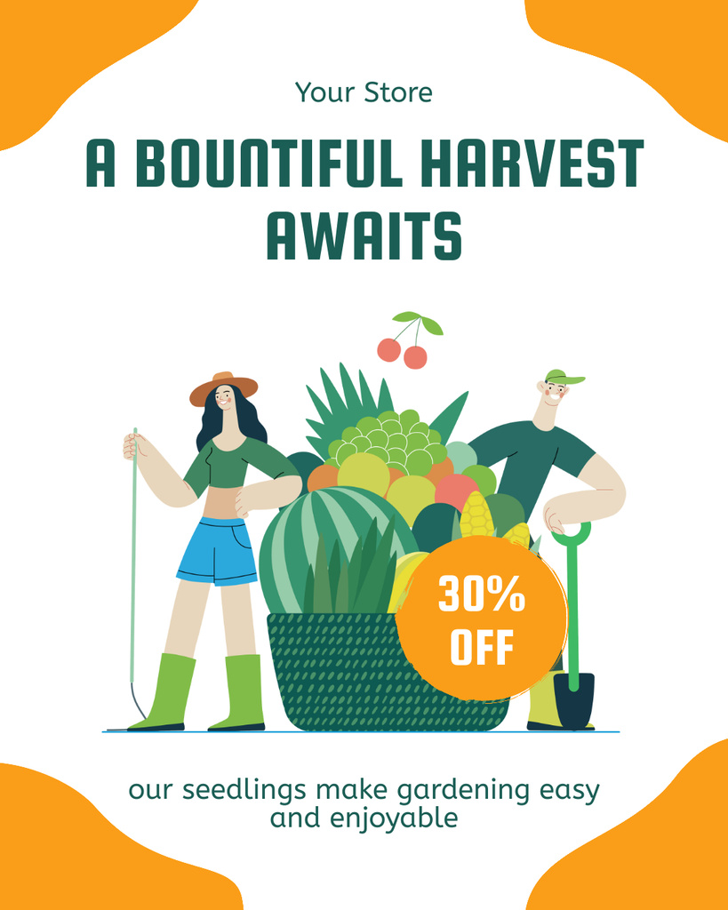 Discount on Fresh Harvest Vegetables and Fruits Instagram Post Verticalデザインテンプレート