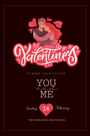 Designvorlage Happy Valentine's Day für Invitation 6x9in