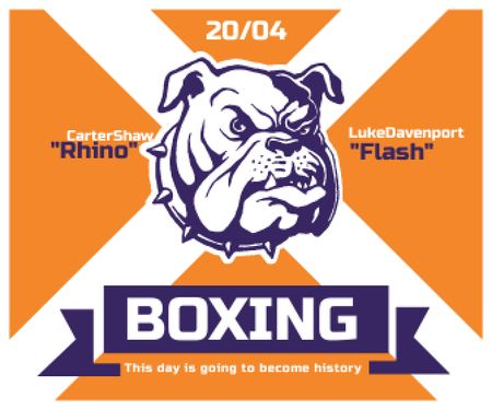 Boxing Match Announcement Bulldog on Orange Large Rectangle Modelo de Design