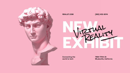 Anúncio da Exposição Virtual em Rosa Full HD video Modelo de Design
