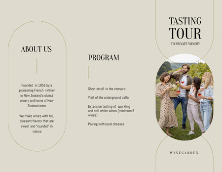 Ontwerpsjabloon van Brochure 8.5x11in Z-fold van Wine Tasting Announcement with People in Garden