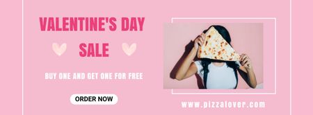 Valentine's Day Sale with Young Woman on Pink Facebook cover Design Template