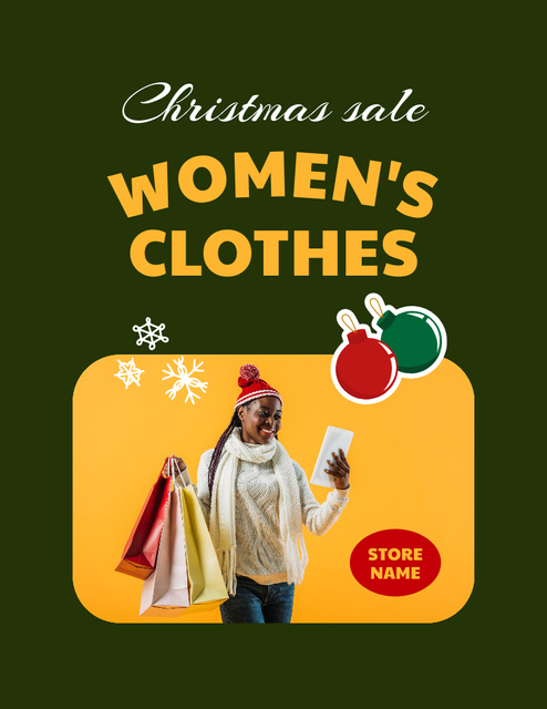 Female Clothes Sale on Christmas Flyer 8.5x11in Design Template