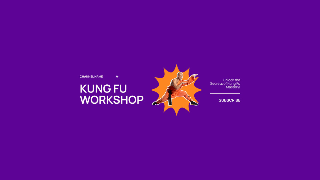 Plantilla de diseño de Kung Fu Workshop Ad Youtube 