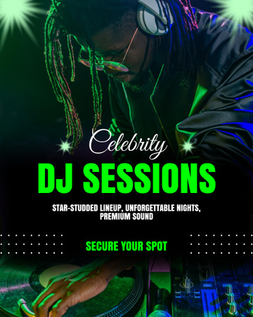 DJ Session Black DJ-vel a Night Clubban Instagram Post Vertical tervezősablon