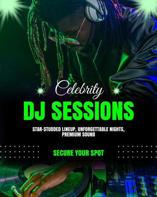 DJ Session with Black DJ in Night Club Instagram Post Vertical Design Template