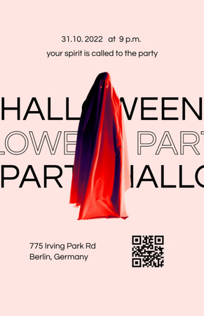 Ανακοίνωση για το Halloween Party with Ghost Invitation 5.5x8.5in Πρότυπο σχεδίασης