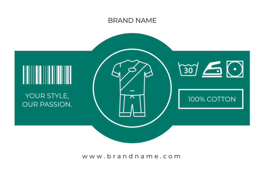 Ontwerpsjabloon van Label van Cotton Clothes Green and White Tag