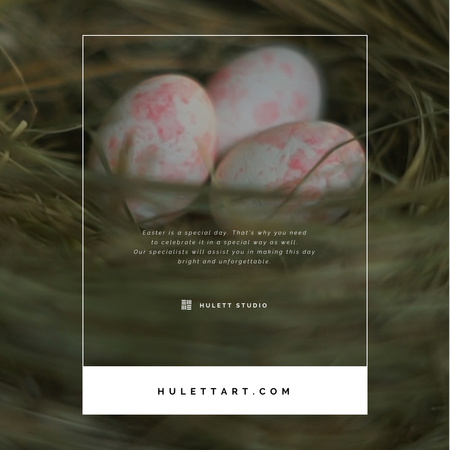Colored Easter eggs in nest Animated Post Design Template