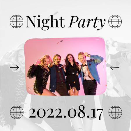 Plantilla de diseño de invitación de fiesta de noche Instagram 