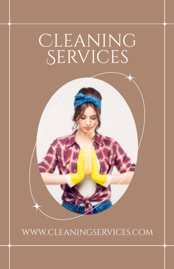 Cleaning Services Offer with Girl in Yellow Gloves Flyer 5.5x8.5in Design Template