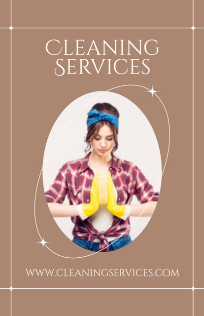 Cleaning Services Offer with Girl in Yellow Gloves Flyer 5.5x8.5in tervezősablon