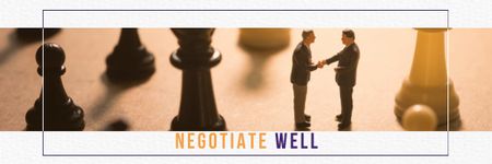 Business people shaking hands on chess board Email header Design Template