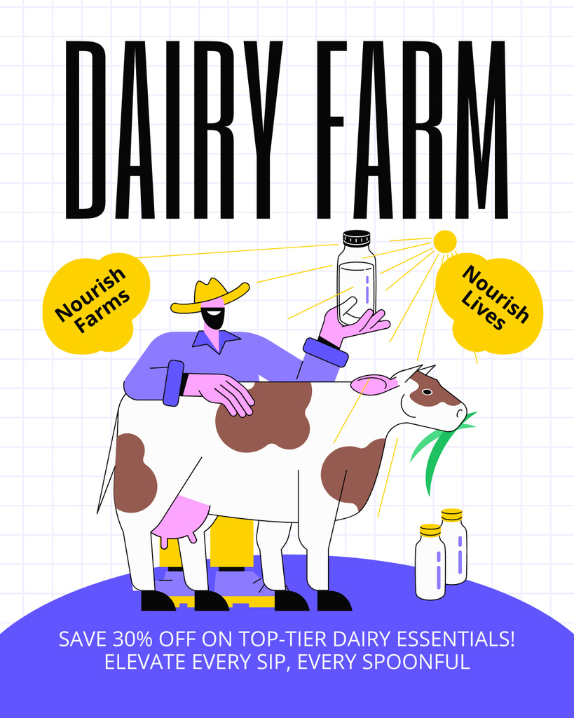 Designvorlage Fresh Products from Dairy Farm für Instagram Post Vertical