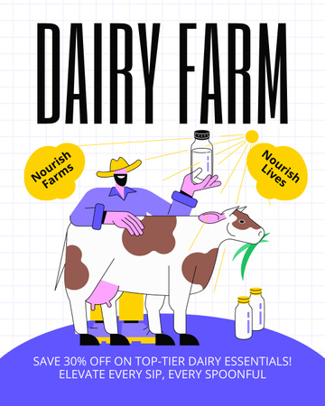 Fresh Products from Dairy Farm Instagram Post Vertical Design Template