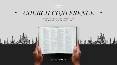 Church Conference Announcement with Bible Title Modelo de Design