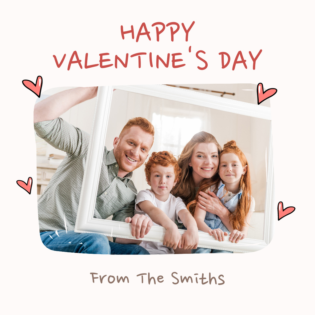 Valentine's Day Greeting with Happy Family Instagram Design Template