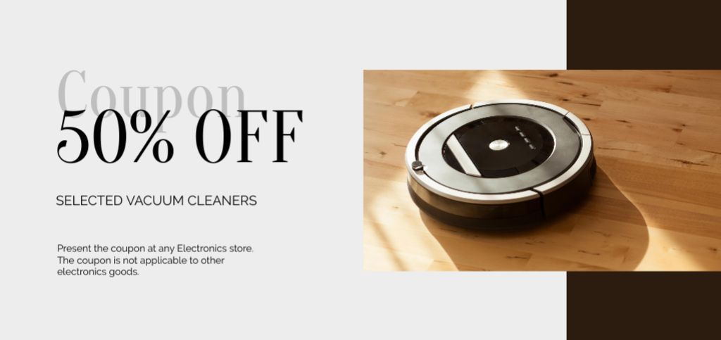 Vacuum Cleaners Sale Ad with Discount Coupon Din Large Πρότυπο σχεδίασης