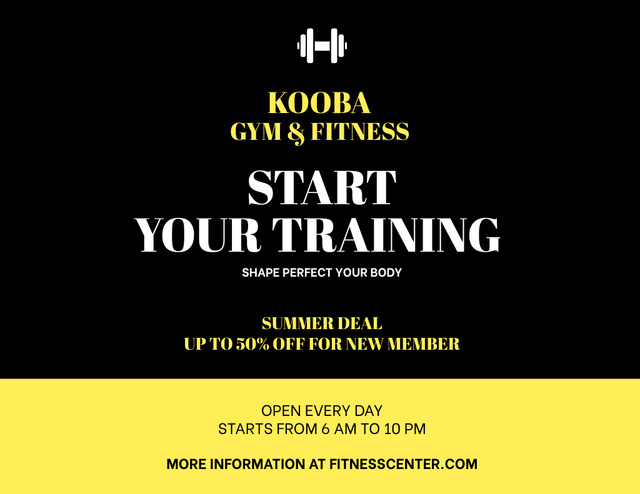 Enthusiastic Fitness Center Promotion With Membership Flyer 8.5x11in Horizontal Design Template