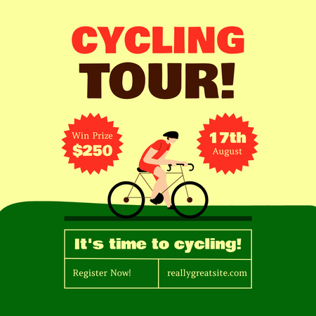 Plantilla de diseño de Anuncio del Tour de Ciclismo Atlético en verde y amarillo Instagram AD 