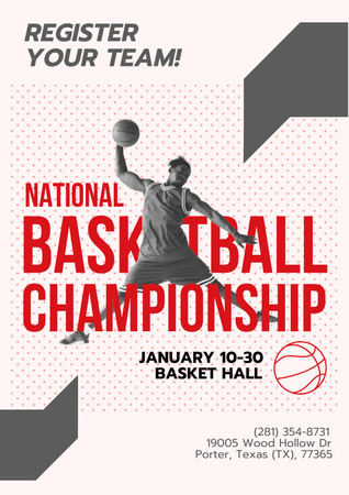 Invitation to National Basketball Tournament Poster Design Template