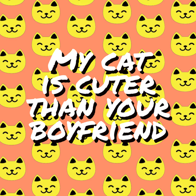 Quote on Smiling Cat Faces Pattern Animated Post – шаблон для дизайну