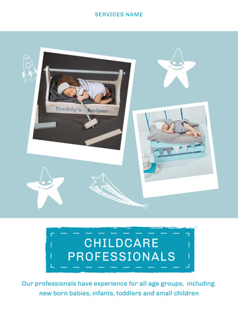 Lastenvahtipalvelun edistäminen vastasyntyneiden vauvojen kanssa Poster US Design Template