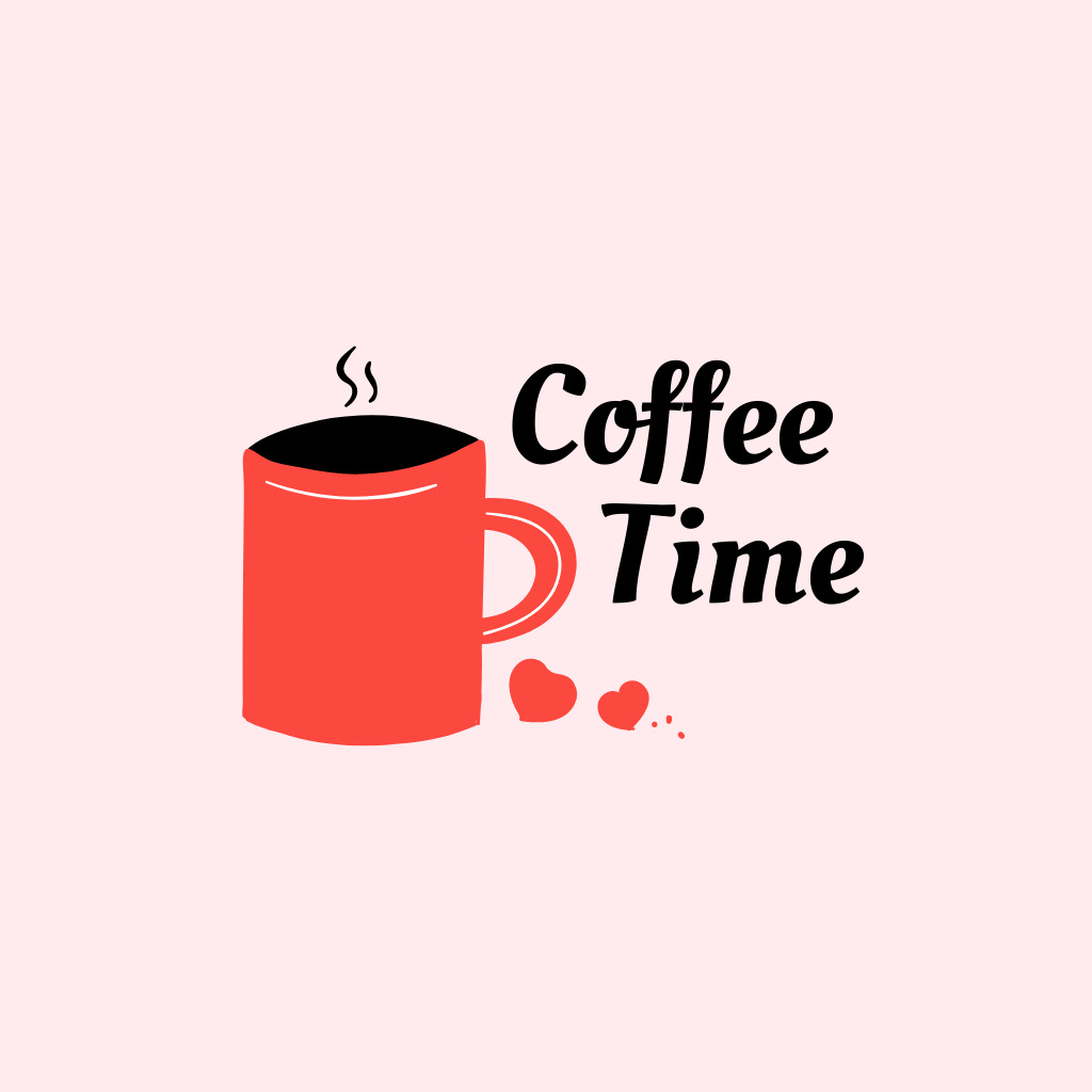 Coffee Time Invitation with Red Cup Logo Modelo de Design