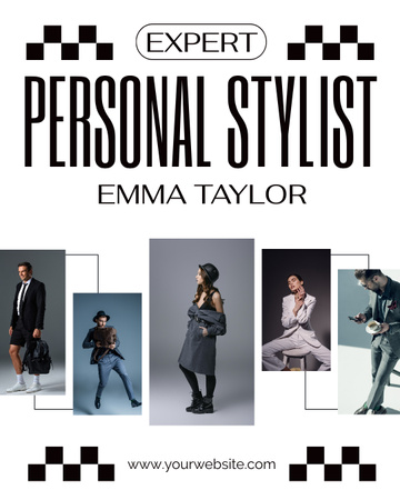 Template di design Offerta di servizi di stilista personale con collage di persone ben vestite Instagram Post Vertical