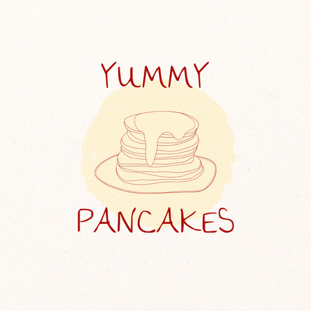 Bakery Ad with Yummy Sweet Pancakes Logo 1080x1080px Design Template