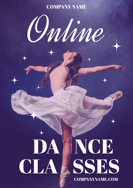 Dance Studio Ad with Ballerina Poster Design Template