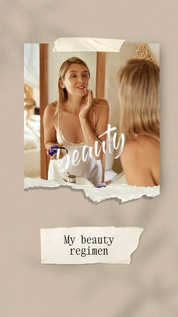 Beauty Ad with Woman applying Cream Instagram Video Story Design Template