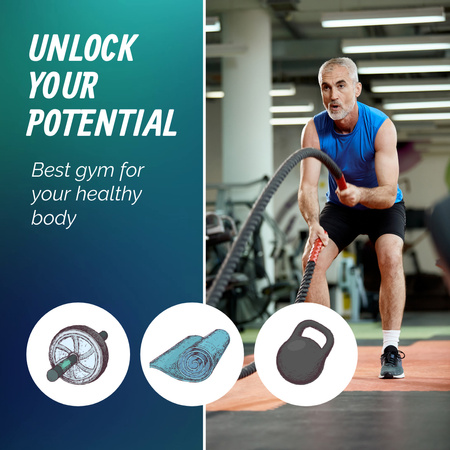 Equipped Gym For Fitness Workout Offer Animated Post Design Template