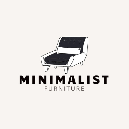 Ontwerpsjabloon van Logo van minimalistisch meubelaanbod met stijlvolle fauteuil
