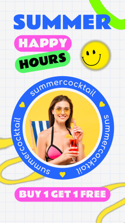 Happy Hours for Summer Cocktails Sale Instagram Video Story Design Template